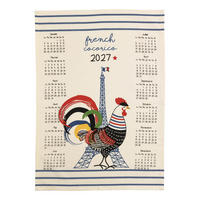 RECYCELTES GESCHIRRTUCH Calendrier French Cocorico 2027 ekrü 50 x 70 cm - Weiß, Textil (50/70cm) - Winkler