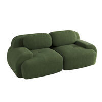 SOFA 208/103/70 cm in Grün aus Cord mit rutschfester Unterseite - Grün, Textil (103/70/208cm) - Flora Grace