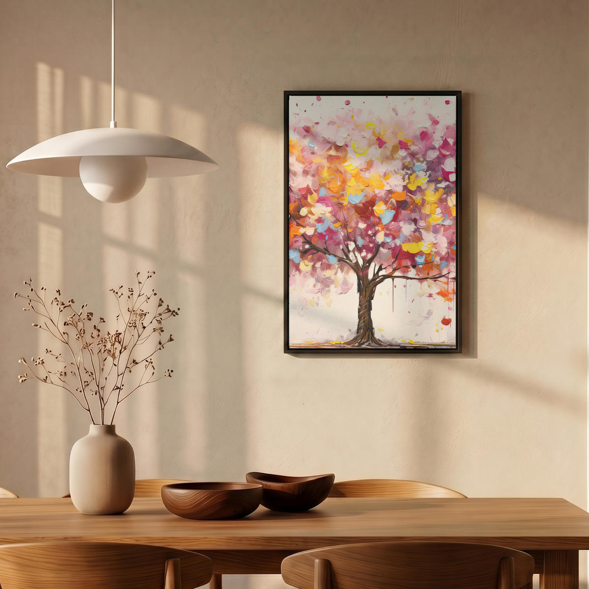 LEINWAND Bilder mit Rahmen - Aquarell - Baum - Kunst - Abstrakt - 40x60 - Multicolor, Textil (40/60cm) - MuchoWow