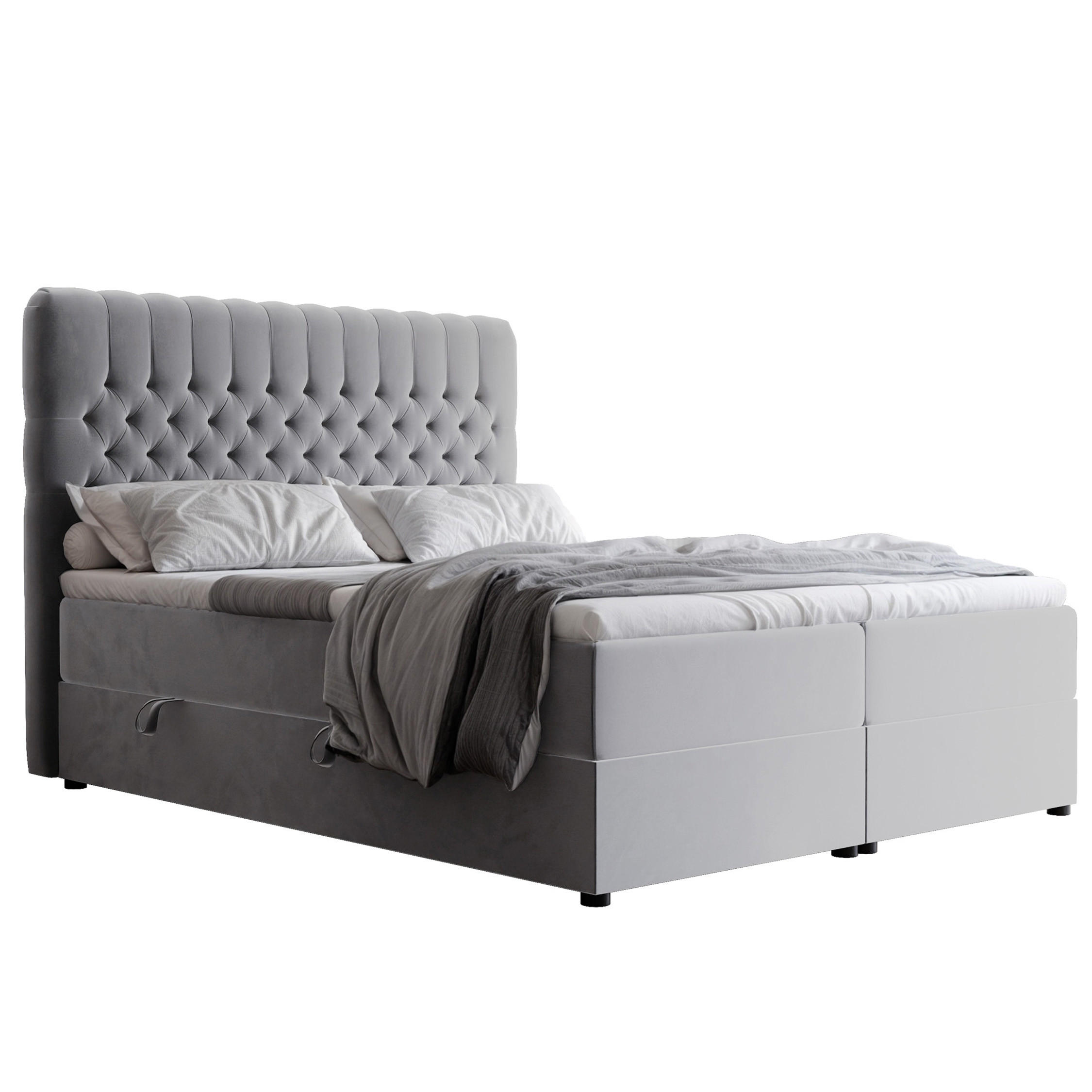 BOXBETT 140x200 cm mit Topper - Hellgrau, Holzwerkstoff/Textil (140/200cm) - Idohome