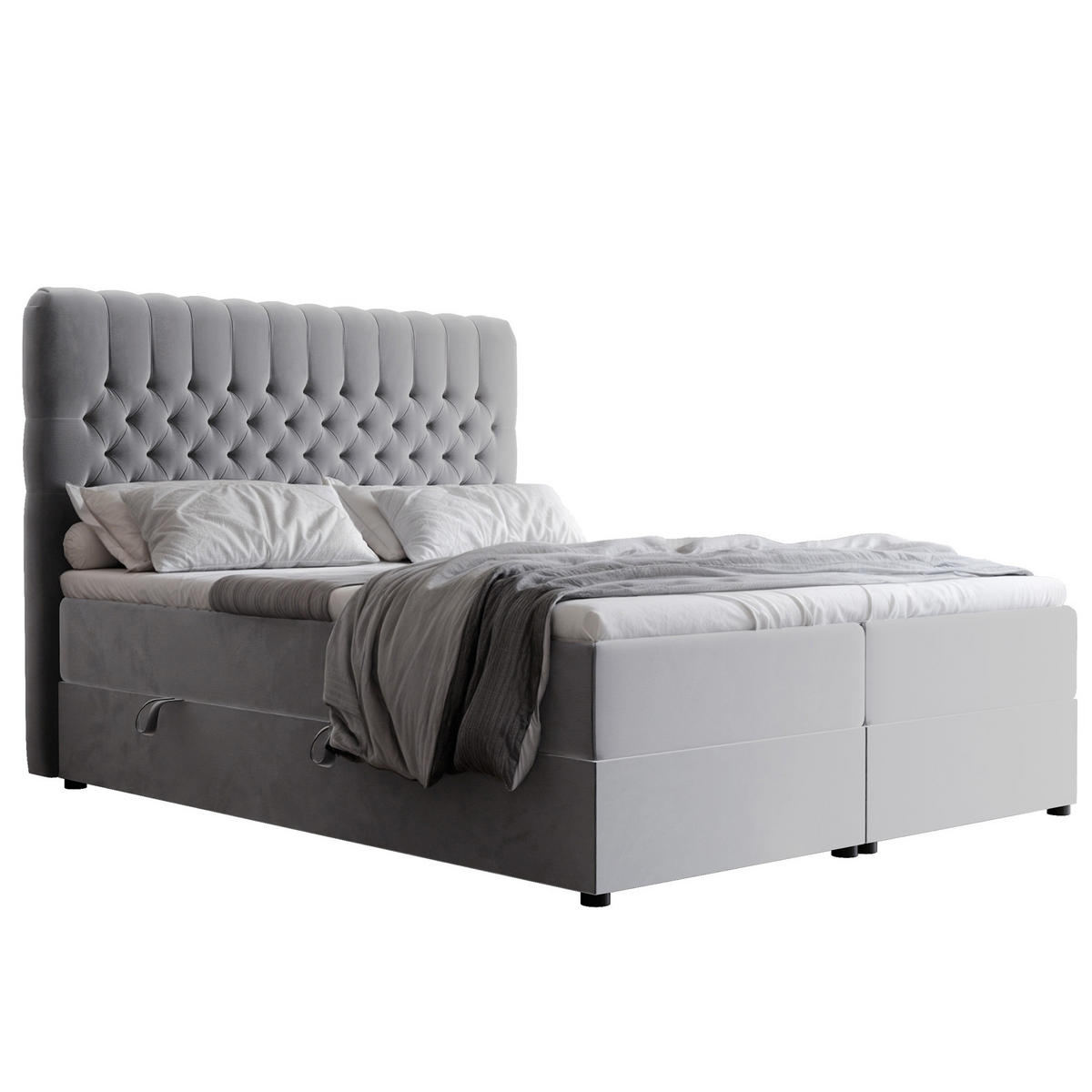 BOXBETT 140x200 cm mit Topper - Hellgrau, Holzwerkstoff/Textil (140/200cm) - Idohome