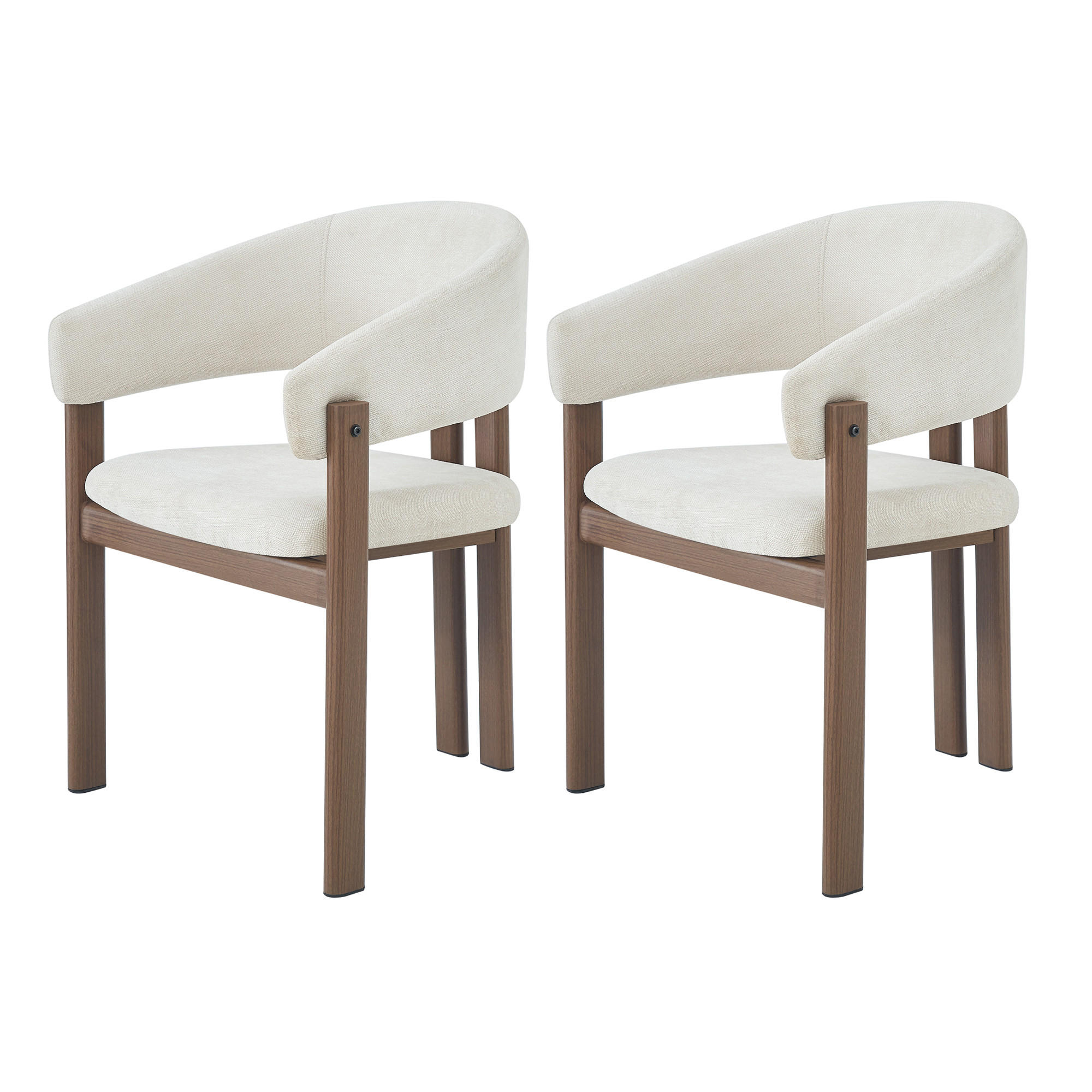 ESSZIMMERSTUHL 2er Set Leinen Walnuss Holzoptik Modern - Walnussfarben, Naturmaterialien (61.5/83/52.5cm) - FLIEKS