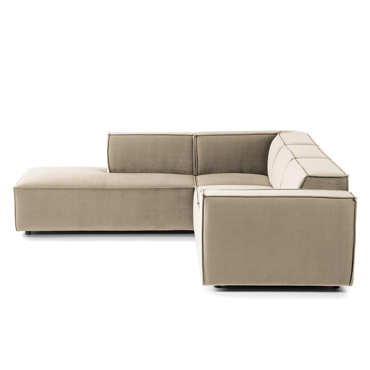 ECKSOFA mit Ottomane - Beige/Schwarz, Kunststoff/Textil (260/234cm) - home24