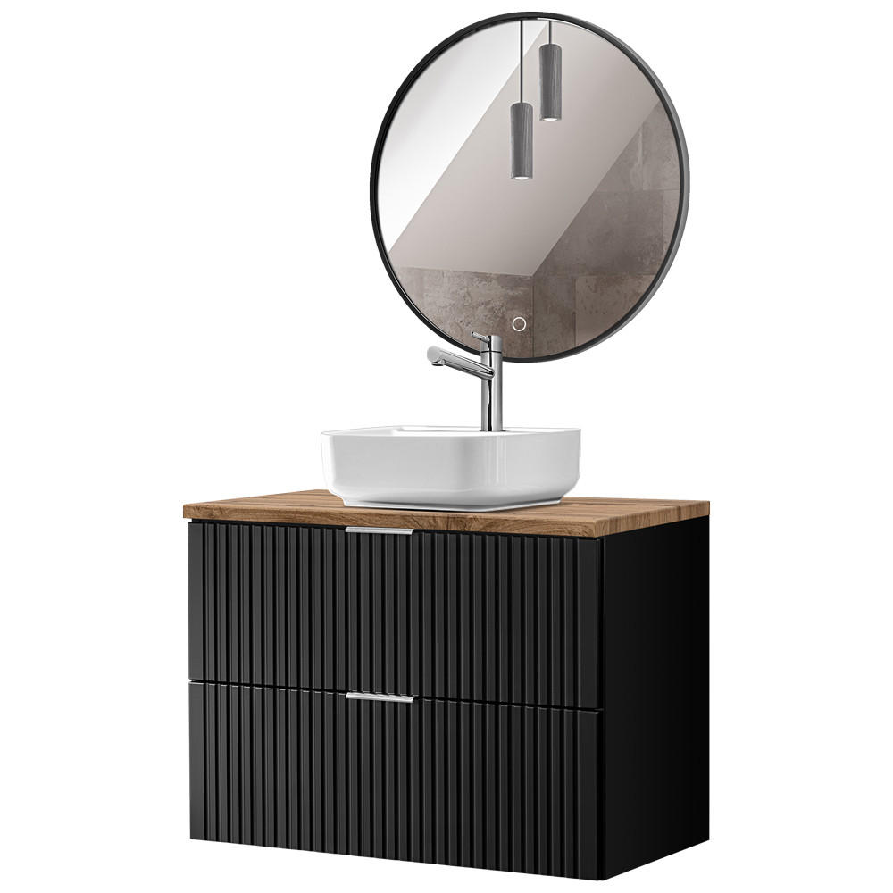 BADMÖBEL-SET 2-TLG. Adelaide-56 - Schwarz, Holzwerkstoff (81/200/47cm) - Lomado