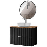 BADMÖBEL-SET 2-TLG. Adelaide-56 - Schwarz, Holzwerkstoff (81/200/47cm) - Lomado