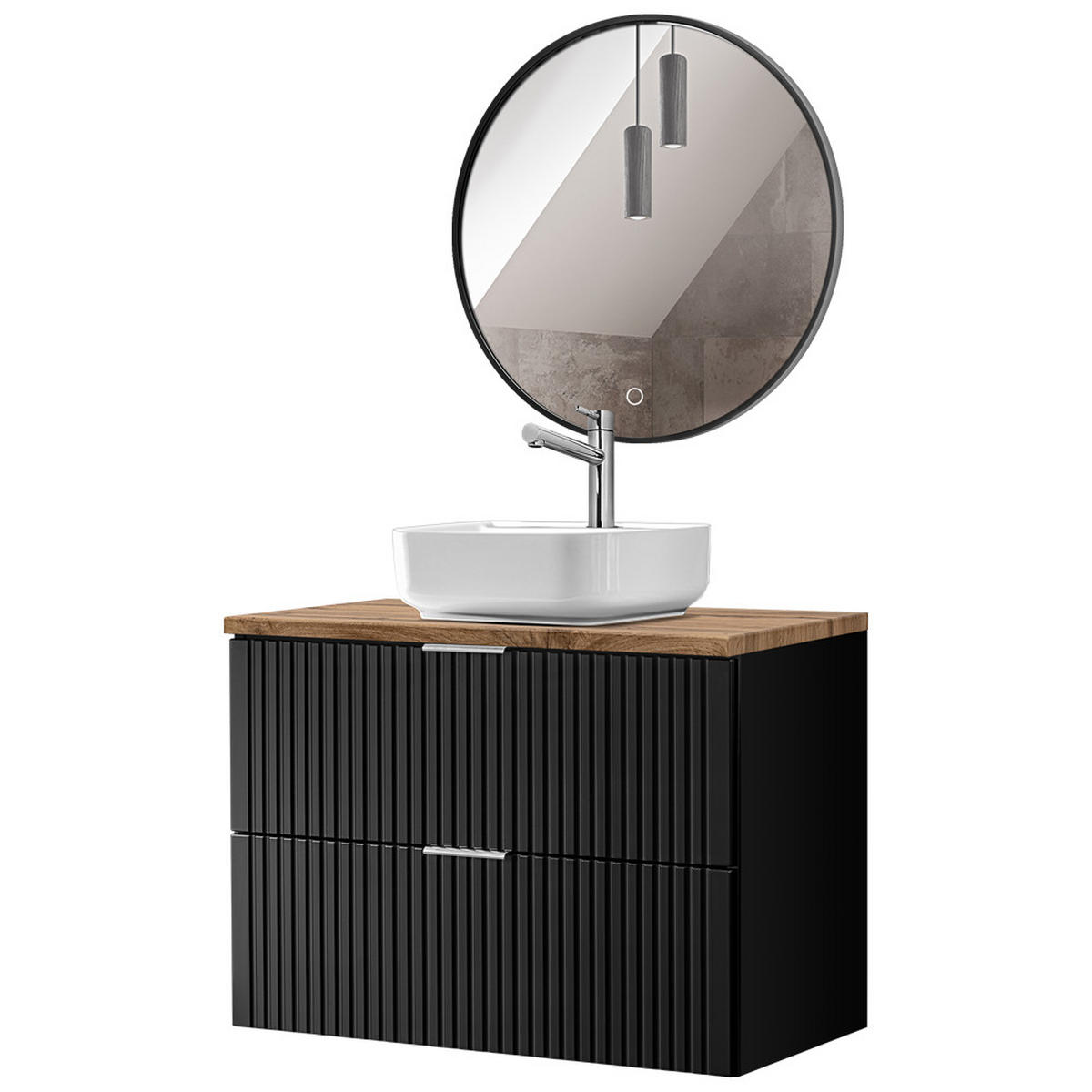 BADMÖBEL-SET 2-TLG. Adelaide-56 - Schwarz, Holzwerkstoff (81/200/47cm) - Lomado