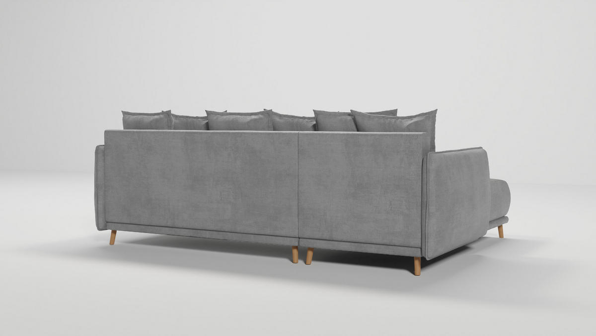 ECKSOFA Chroma Grau Luxusmicrofaser - Braun/Grau, Holz/Textil (238/170cm) - S-Style Möbel
