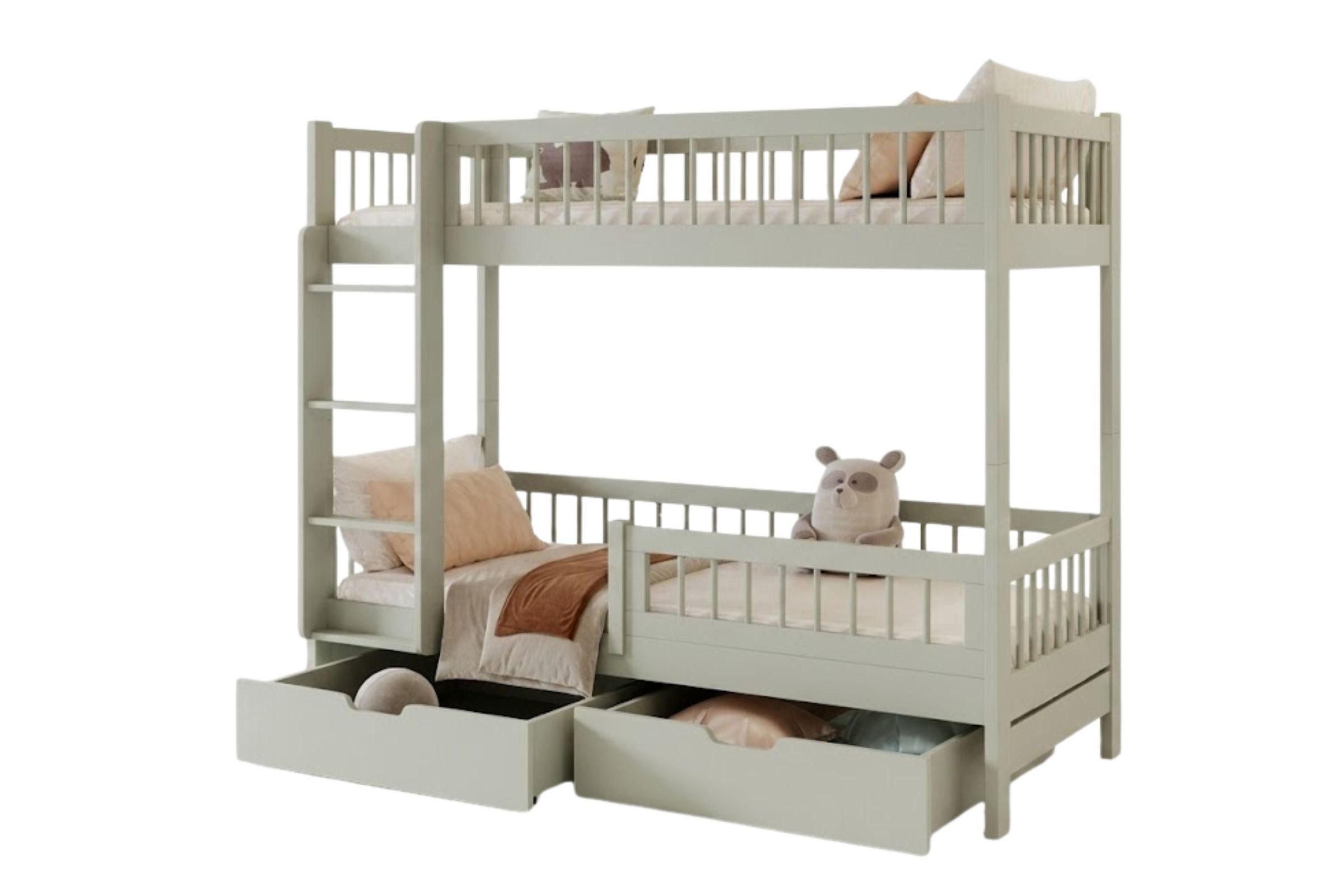 ETAGENBETT COLLIN 90/200 cm in Olivgrün mit Schubladen links - Olivgrün, Holz (90/200cm) - Deine Möbel 24