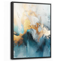 LEINWAND Bilder mit Rahmen - Abstrakt - Kunst - Gold - Blau - 30x40 - Petrol, Textil (30/40cm) - MuchoWow