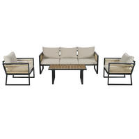 GARTENLOUNGE 4-tlg. Beige - Beige, Metall - ComfortXL