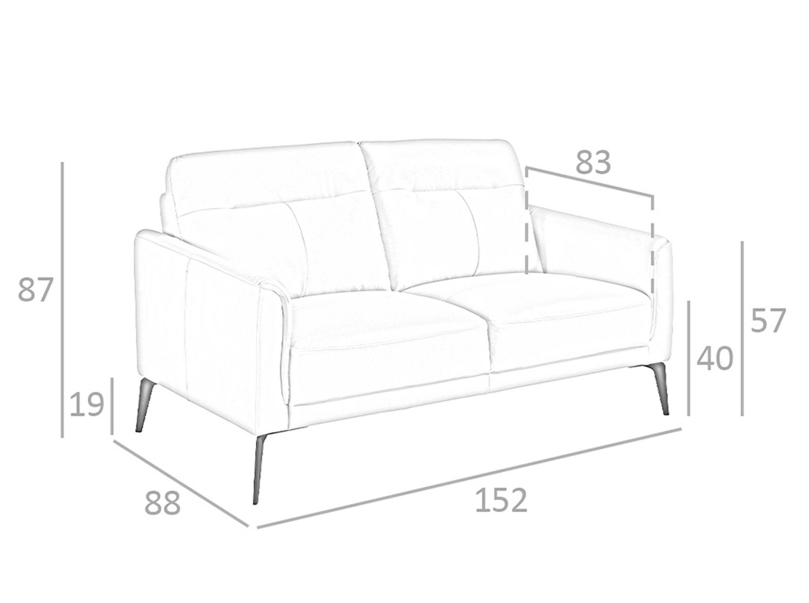 SOFA 2-SITZER Taupe Grau Schwarz 152/88/87 cm - Dunkelgrau/Schwarz, Leder (152/87/88cm) - ANGEL CERDA