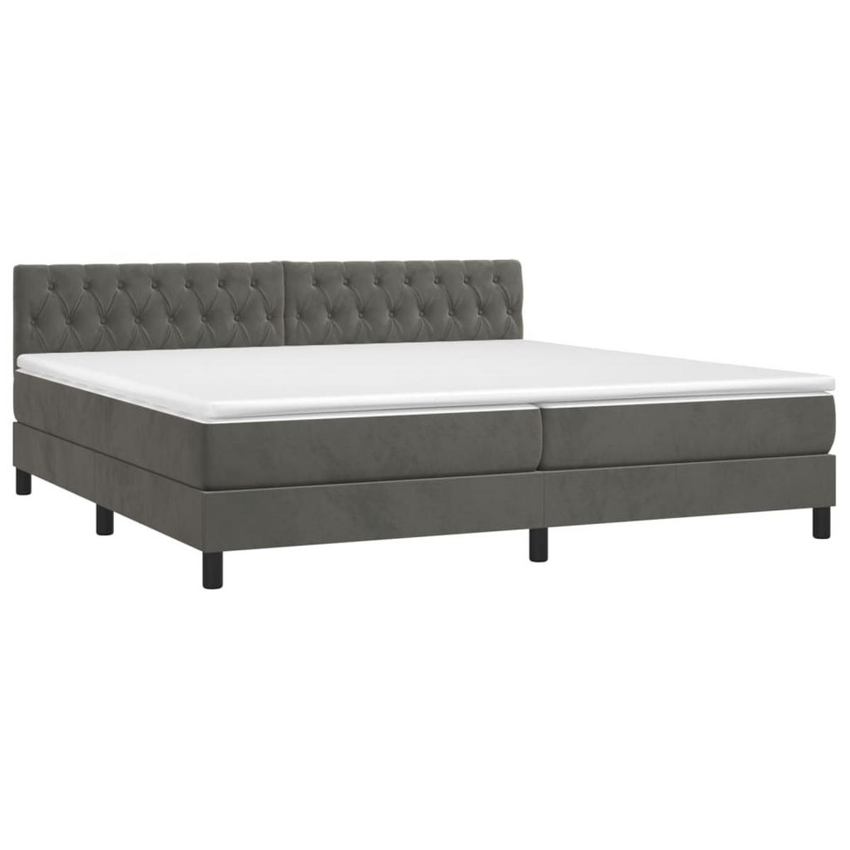 BOXSPRINGBETT MIT MATRATZE DUNKELGRAU 200X200 CM SAMT - Dunkelgrau, Holz/Textil (200/200cm) - vidaXL