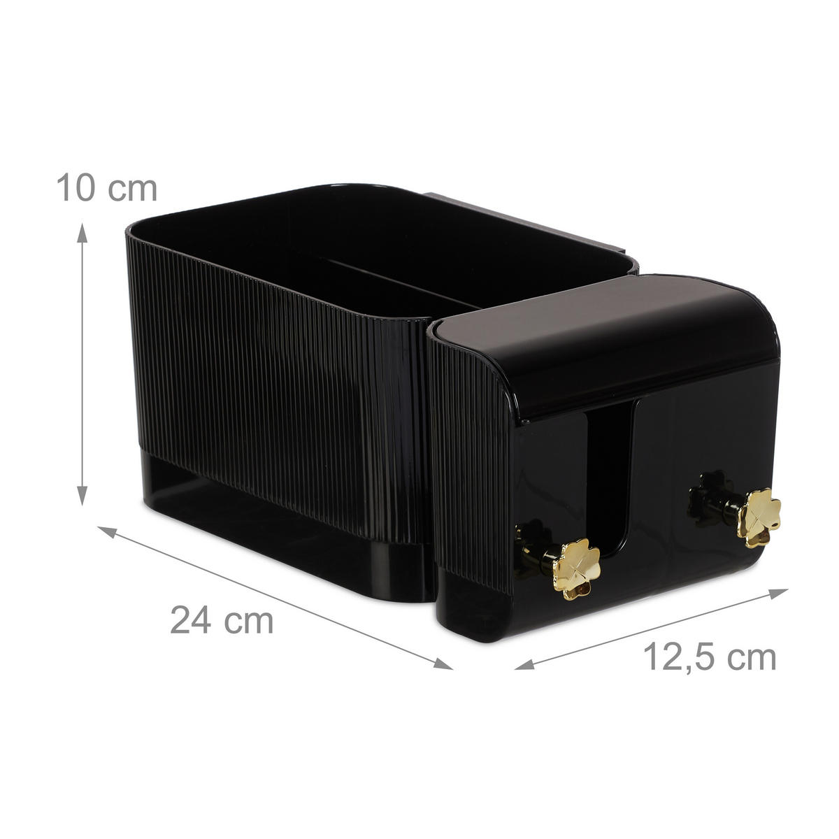 KOSMETIK-ORGANIZER - Schwarz, Kunststoff (24/10/12.5cm) - Relaxdays