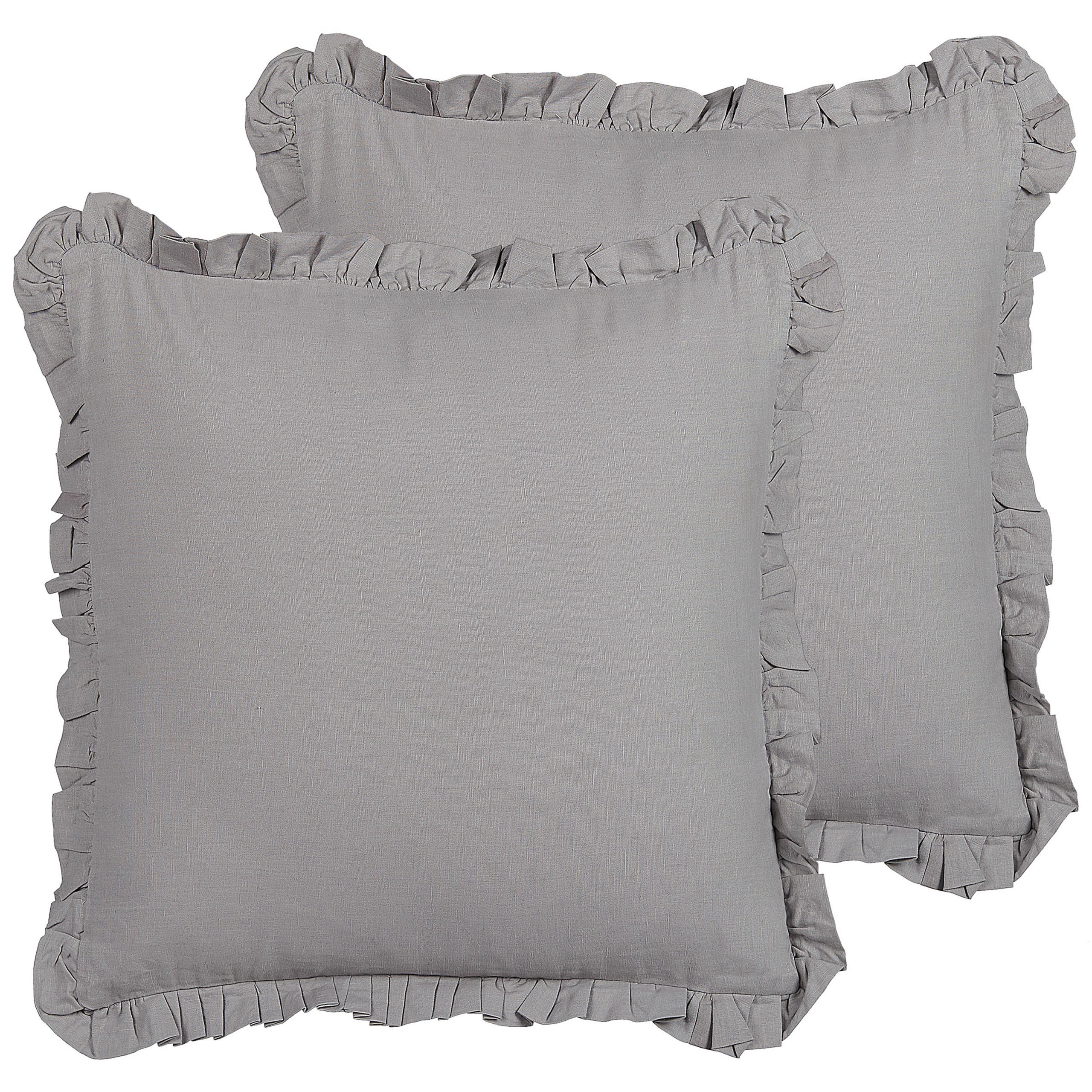 DEKOKISSEN 2er-Set Grau 45/45 cm Glabra - Grau, Naturmaterialen/Textil (45/45cm) - Beliani