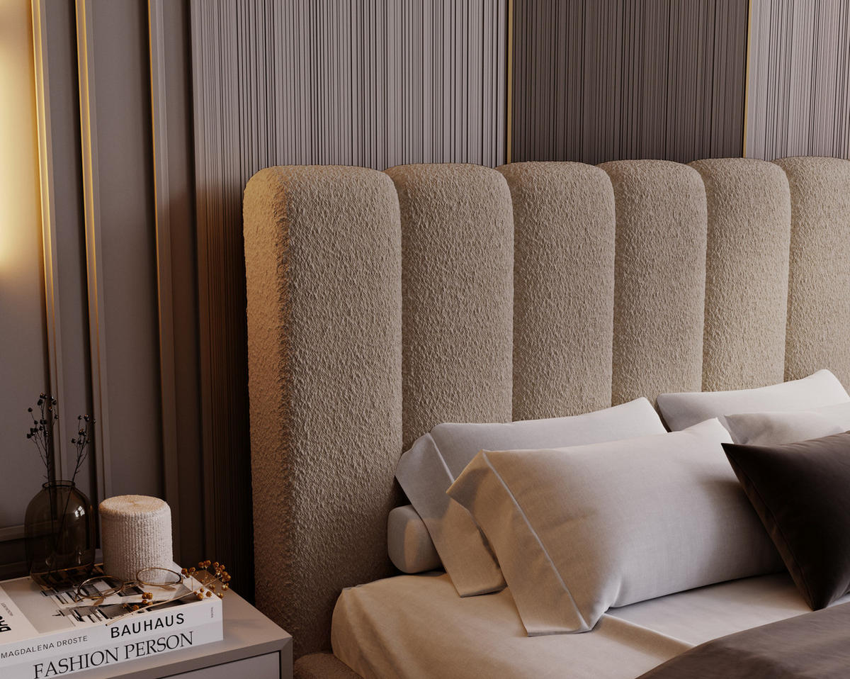 POLSTERBETT 140x200 Valetta mit Bettkasten, Bouclé Braun - Braun, Holz/Textil (140/200cm) - Emporius