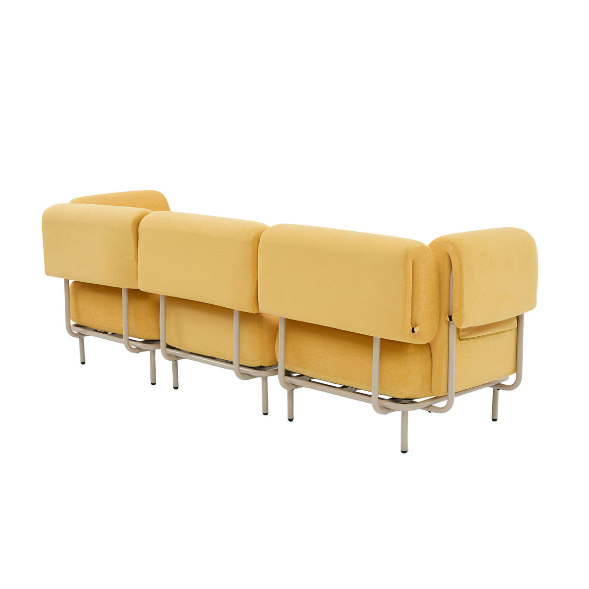 ECKSOFA L-Form 3-Sitzer modular mit Hocker, DE-42607, Mango - Gelb, Metall (251/155cm) - ComfortXL