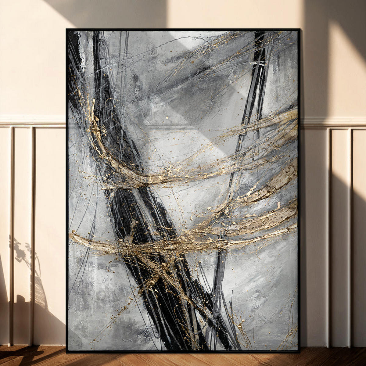 GEMÄLDE Goldener Strich Schattenfugenrahmen Gold 120x80 cm - Goldfarben, Holz (120/80cm) - YS-art gallery