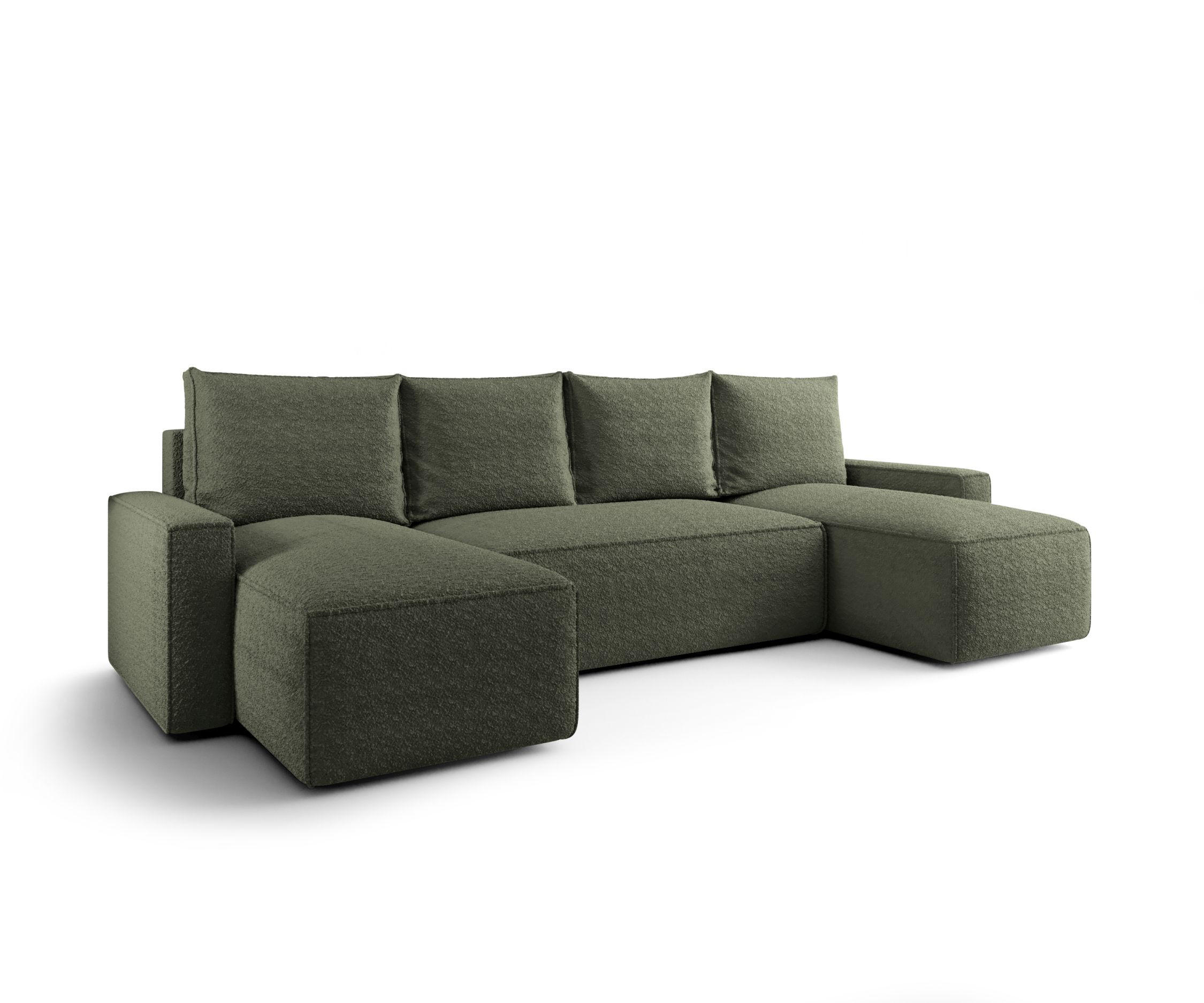 WOHNLANDSCHAFT mit Schlaffunktion SAVIO U Quelle 37 - Dunkelgrün, Textil (300/75/140cm) - Bedante