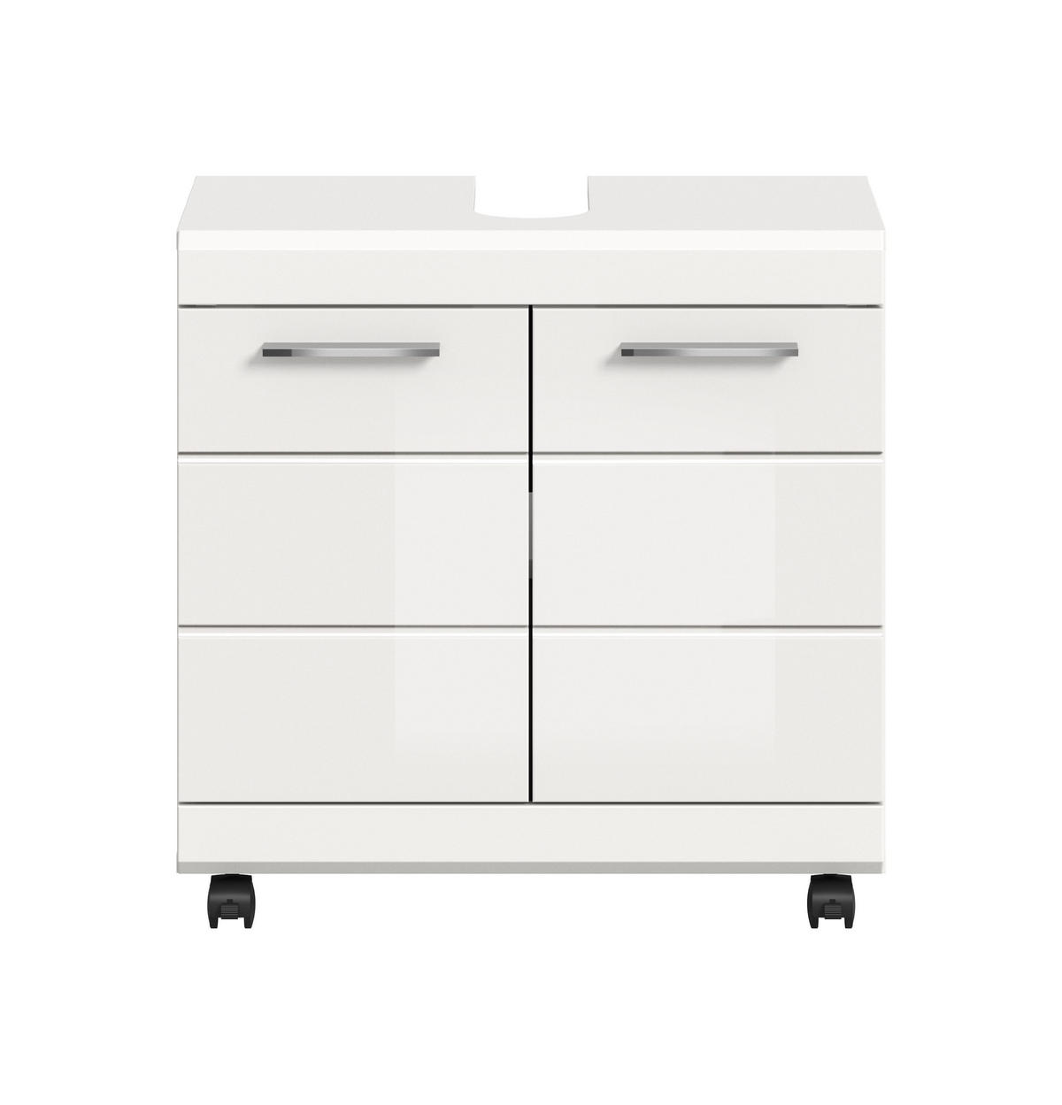WASCHBECKENUNTERSCHRANK AUF ROLLEN Scout weiß hochglanz 60/34/60 cm - Weiß, Holzwerkstoff (60/60/34cm) - Xonox