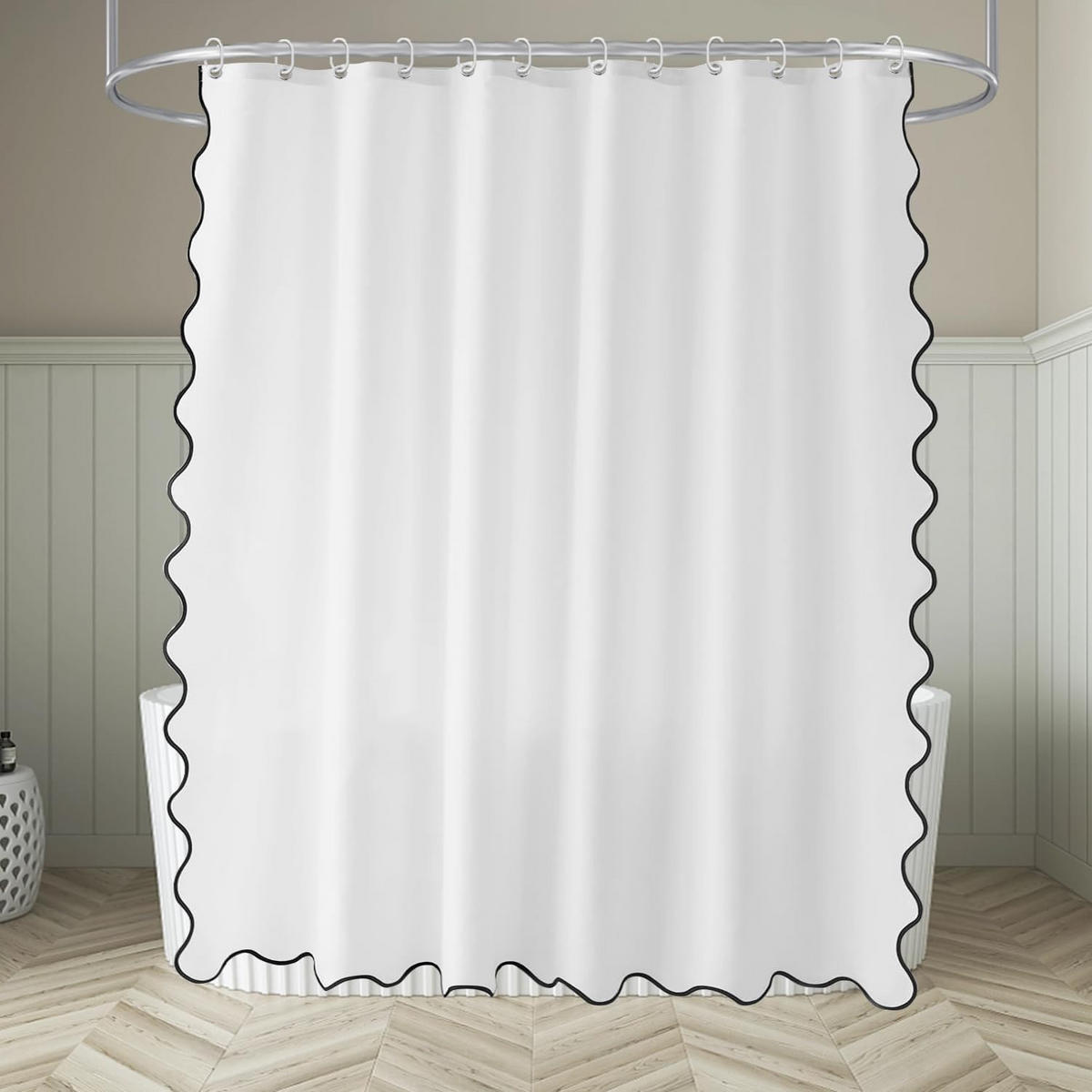 DUSCHVORHANG – 183 x 183 cm – Inklusive Haken – Weiß - Weiß, Textil (183/183cm)