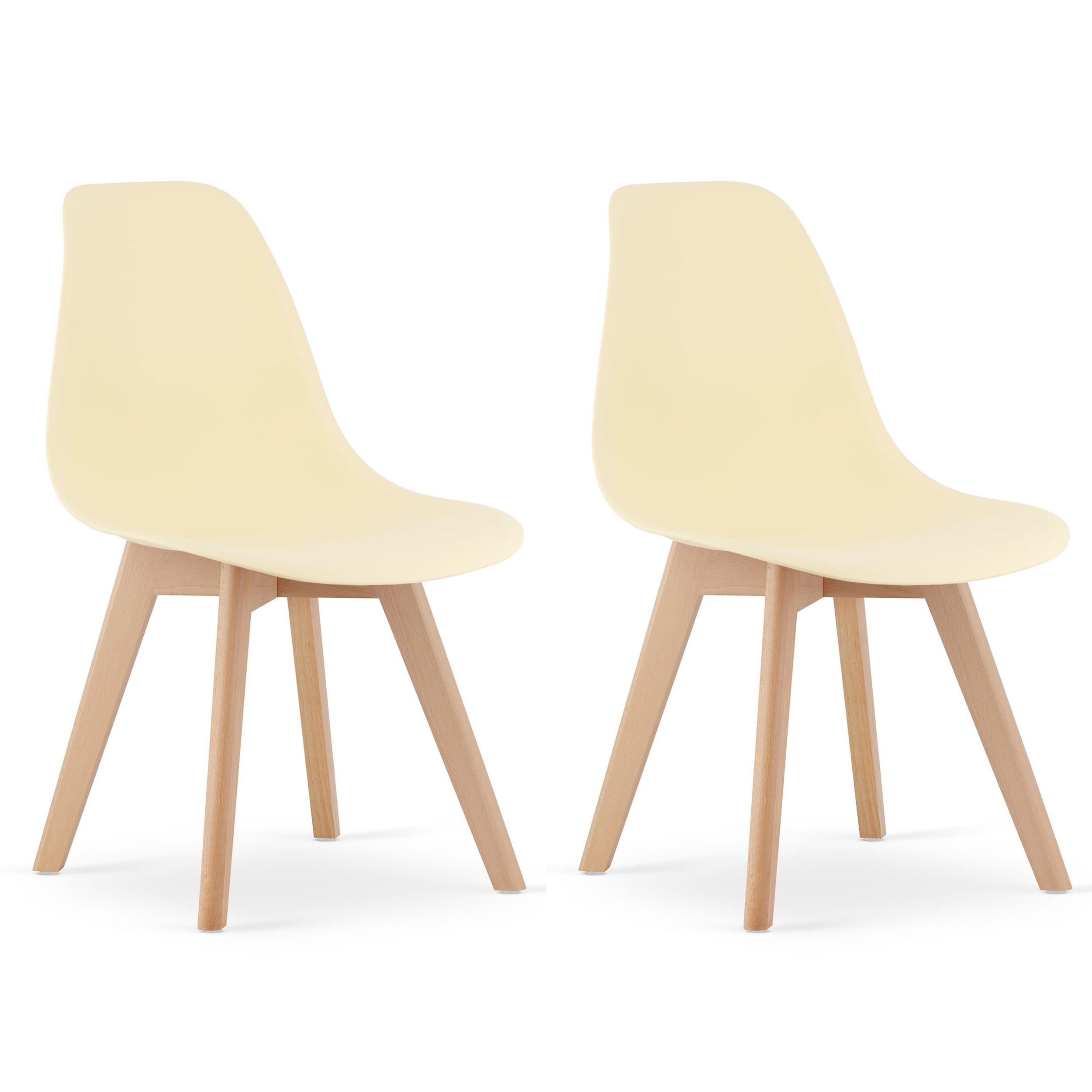 STUHL ATRI 2-er Set, Creme Hölzerne Buchenbeine - Schwarz, Holz/Kunststoff (49/82/43cm) - Komodee