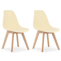 STUHL ATRI 2-er Set, Creme Hölzerne Buchenbeine - Schwarz, Holz/Kunststoff (49/82/43cm) - Komodee