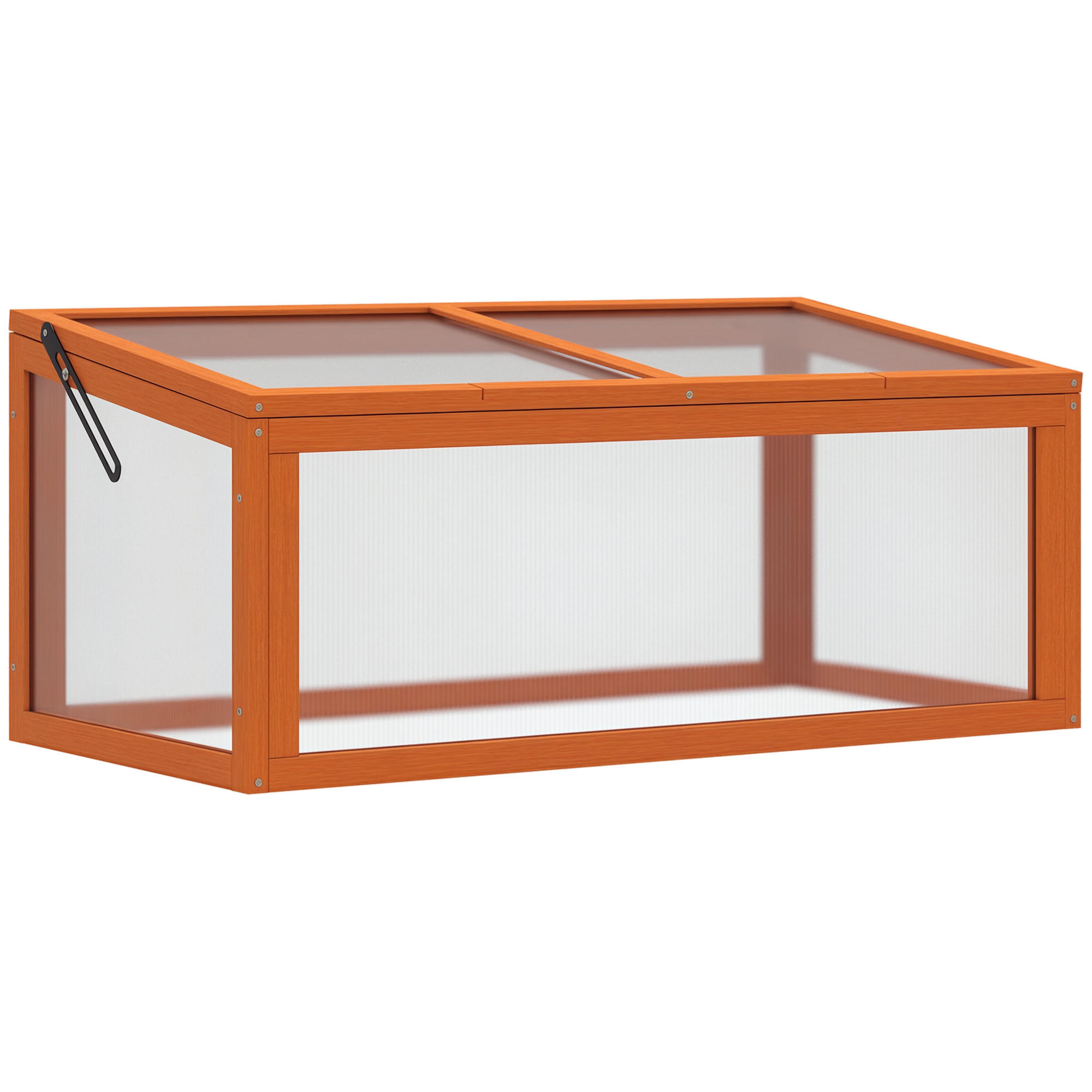GEWÄCHSHAUS DE-05782 Holz & Polycarbonat, mit aufklappbarem Dach Orange - Orange, Holz (46/40/90cm) - ComfortXL