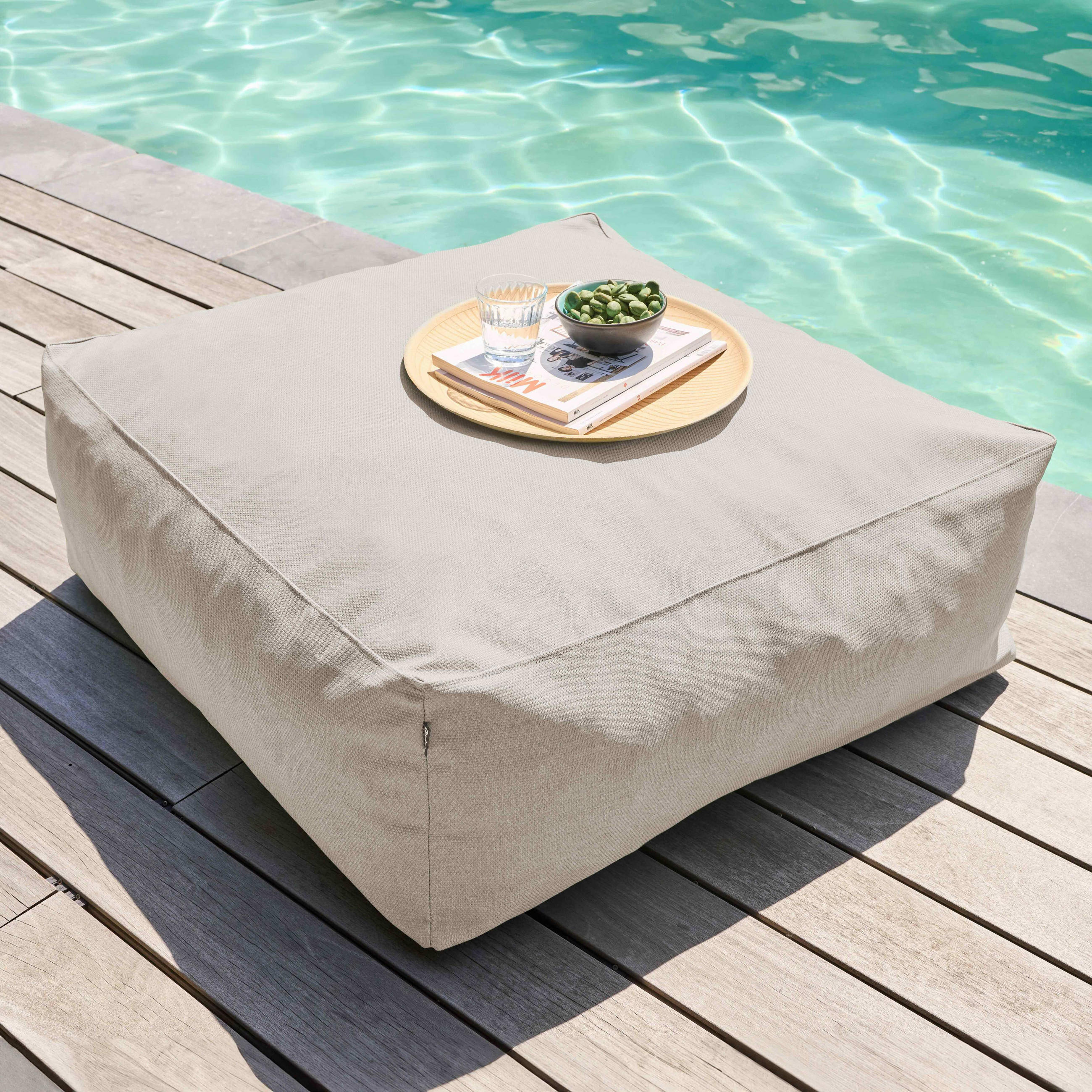 OUTDOOR-SITZSACK, Sandfarbe - Beige, Textil (85/30/85cm) - Oviala