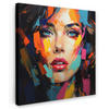 LEINWANDBILD Frau - Porträt - Farbenfroh - Kunst Deko Wohnzimmer 20x20 cm - Multicolor, Textil (20/20cm) - MuchoWow