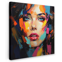 LEINWANDBILD Frau - Porträt - Farbenfroh - Kunst 50x50 cm - Multicolor, Textil (50/50cm) - MuchoWow