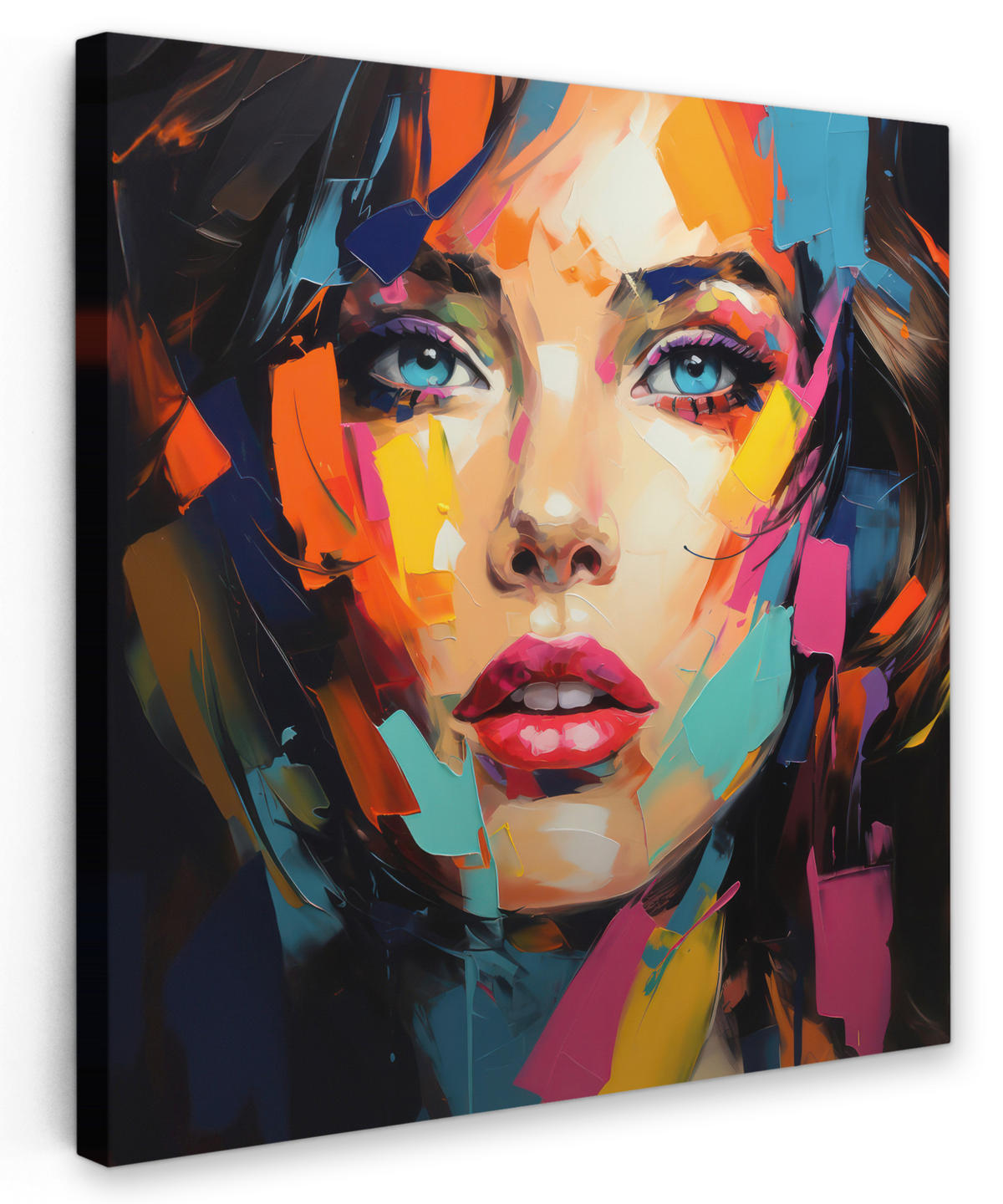 LEINWANDBILD Frau - Porträt - Farbenfroh - Kunst 50x50 cm - Multicolor, Textil (50/50cm) - MuchoWow