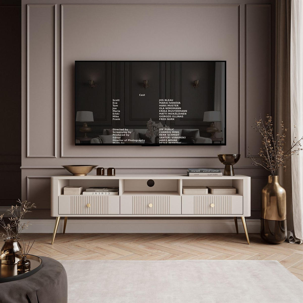 TV-LOWBOARD ELYSIA KASCHMIR mit Schubladen - Kaschmir, Holzwerkstoff (165/55/39cm) - Lookway