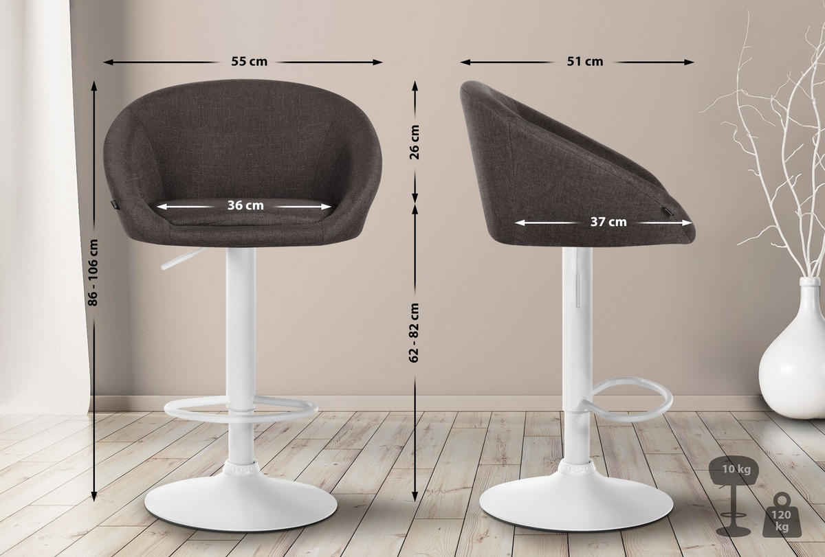 BARHOCKER Stoff dunkelgrau - Dunkelgrau, Textil (55/86/51cm) - CLP