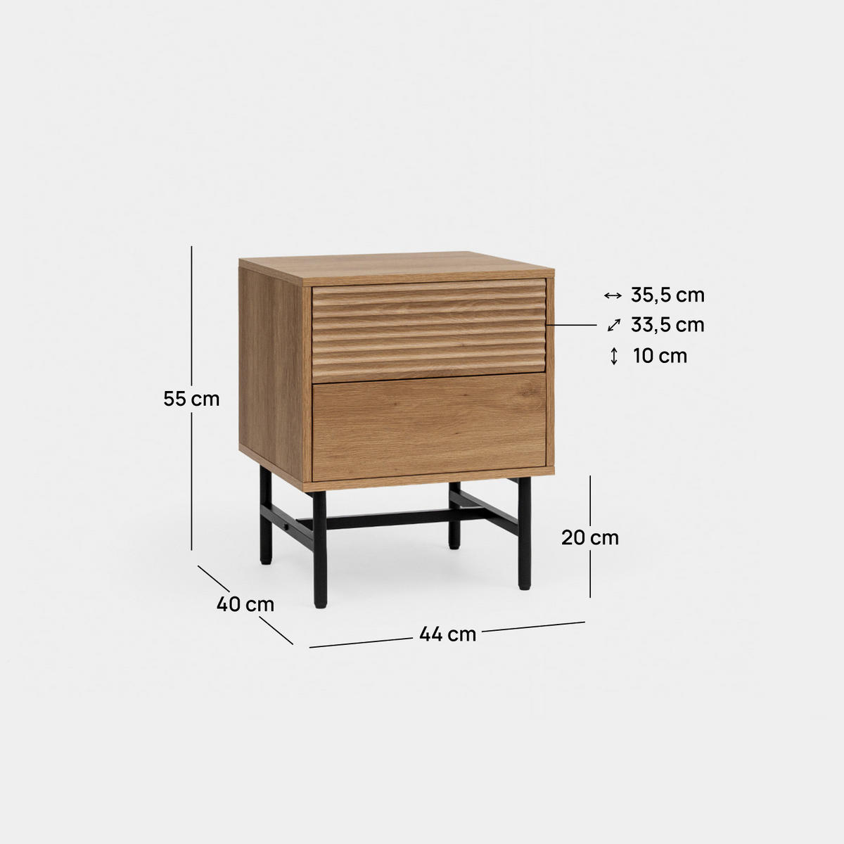 NACHTTISCH 2 SCHUBLADEN Land Natürlich 44 cm x 55 cm - Naturfarben, Holzwerkstoff (44/55/40cm) - Klast Home