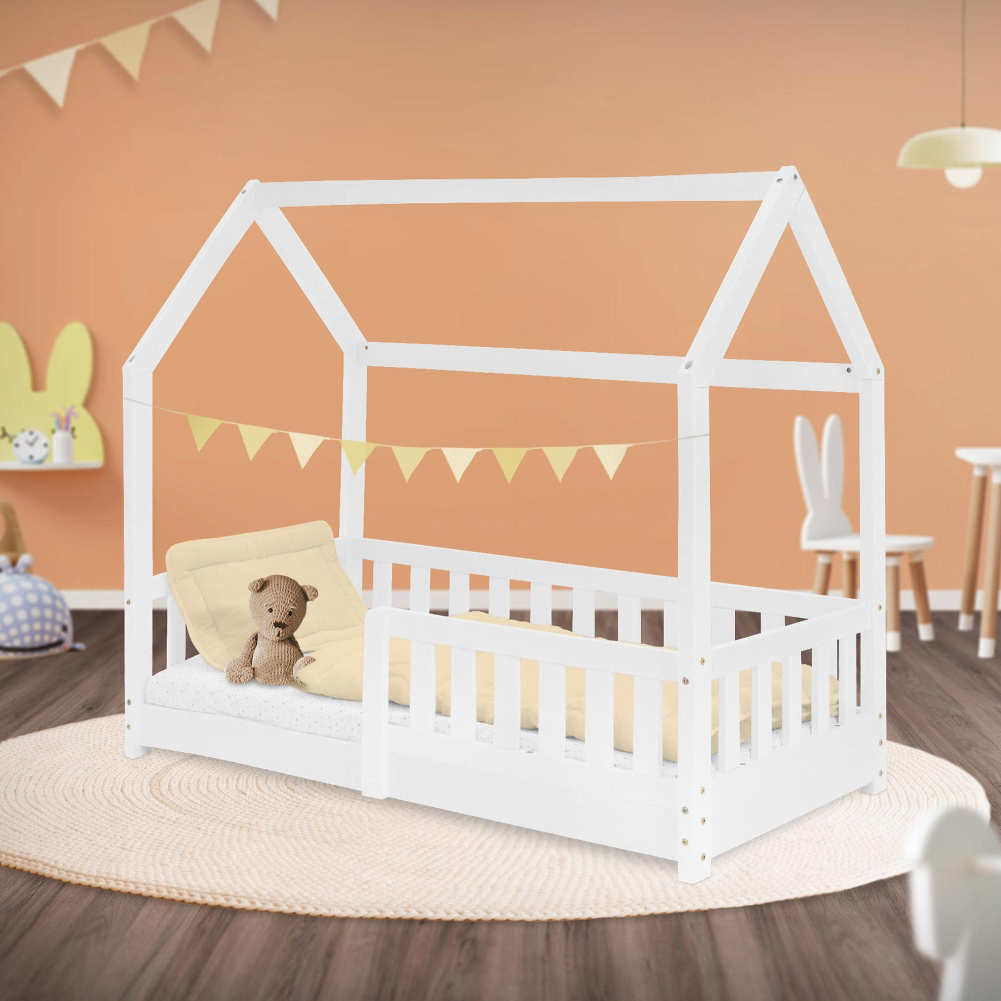 KINDERBETT mit Dach 70x140 cm Weiß - Weiß, Holz (70/140cm) - ML-DESIGN
