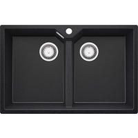 SPÜLBECKEN Madrid Twin, 2-er set Anthrazit 78/50 cm 2 Becken + Ablauf-Set ab 80er Unterschrank - Chromfarben/Anthrazit, Kunststoff (78/19/50cm) - Primagran