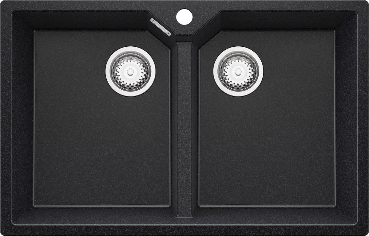 SPÜLBECKEN Madrid Twin, 2-er set Anthrazit 78/50 cm 2 Becken + Ablauf-Set ab 80er Unterschrank - Chromfarben/Anthrazit, Kunststoff (78/19/50cm) - Primagran