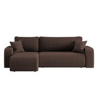 ECKSOFA L-FORM Schlaffunktion Und Bettkasten Eckcouch MILANO L Stoff Dicker Cord Braun Links - Braun, Holz/Textil (142/244cm) - Kaiser Möbel