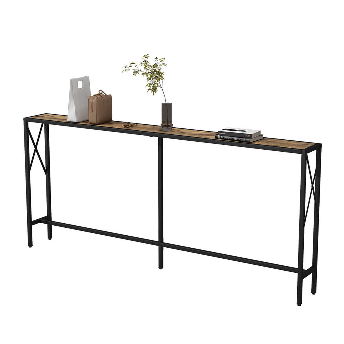 KONSOLENTISCH Lima Eiche rustikal 174 x 77 cm - Wildeiche/Schwarz, Holzwerkstoff (20/174/77cm) - Vicco