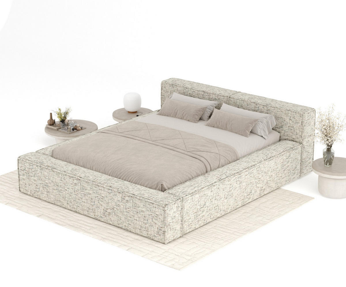 POLSTERBETT Voliera Beige 160/200 cm im Webstoff - Birkefarben/Beige, Holz/Holzwerkstoff (160/200cm) - Maison de Reve