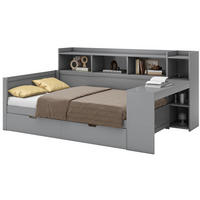 POSTEĽ s písacím stolom, 90/200 cm, sivá, z drevotriesky a MDF - sivá, kompozitné drevo (90/200cm) - BEAOK
