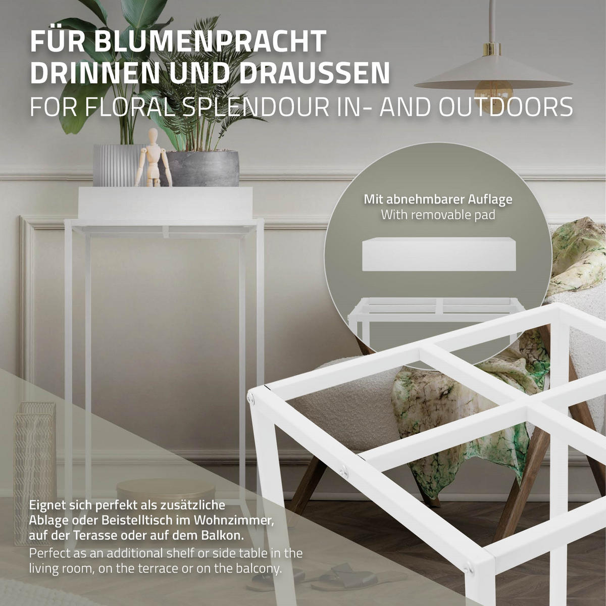 BLUMENSTÄNDER Weiß 45/45/80 cm - Weiß, Metall (45/45/80cm) - ML-DESIGN