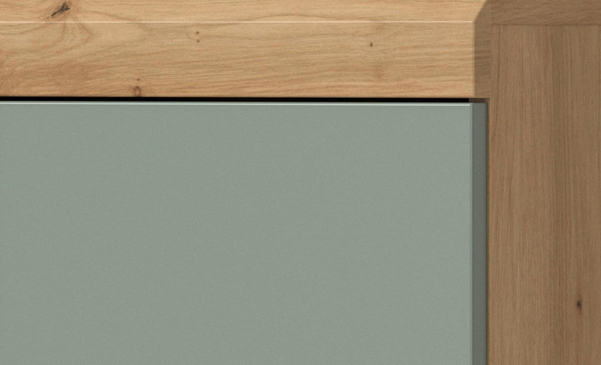 BADMÖBEL-SET Salbei grün, Eiche Artisan 2-teilig 60 cm, Kombination mit Spiegel - Salbeigrün/Schwarz, Glas/Holzwerkstoff (60/191/37cm) - Inn.Furn