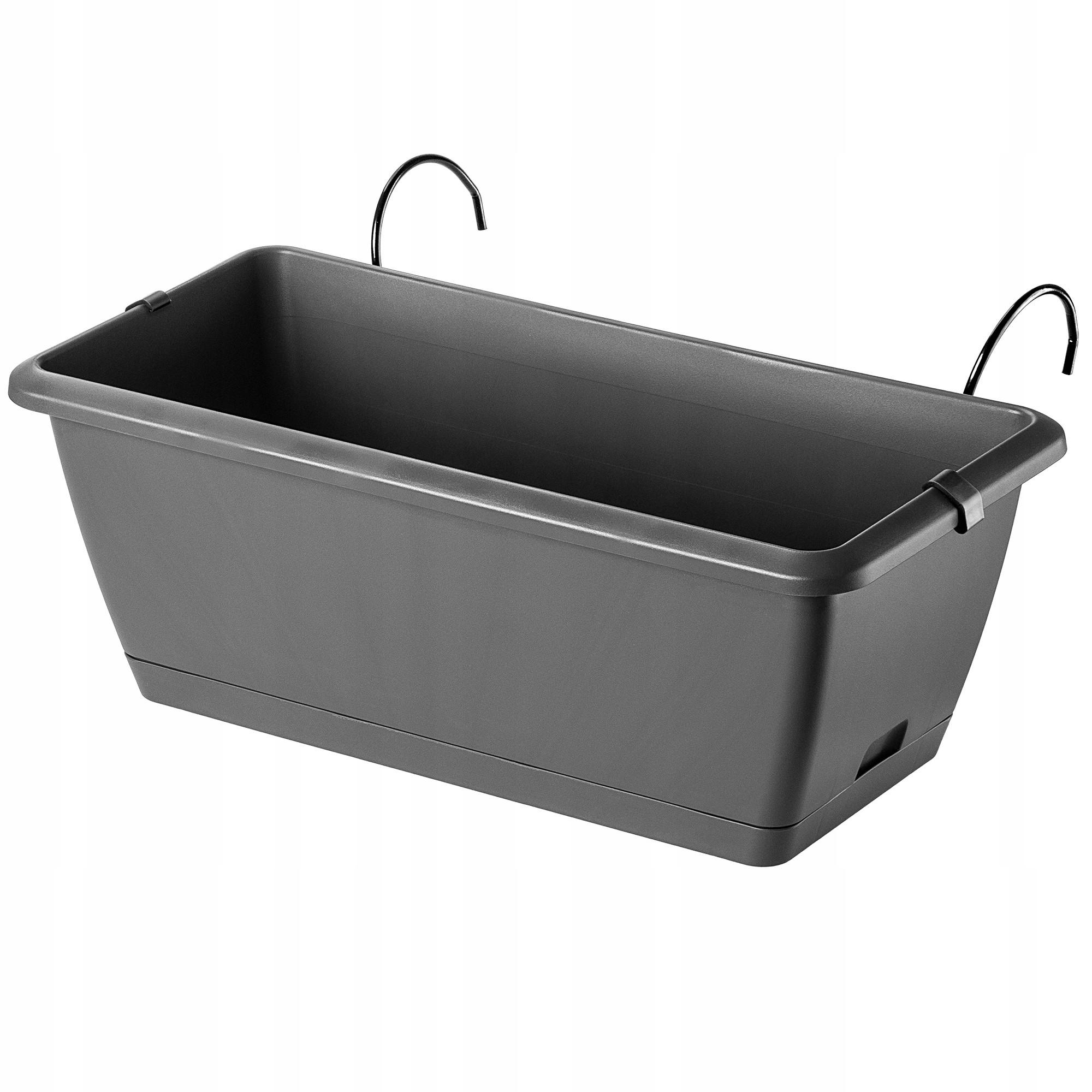 BALKONKASTEN 40 cm mit Griffen, Grau - Grau, Kunststoff (19/40cm) - KADAX