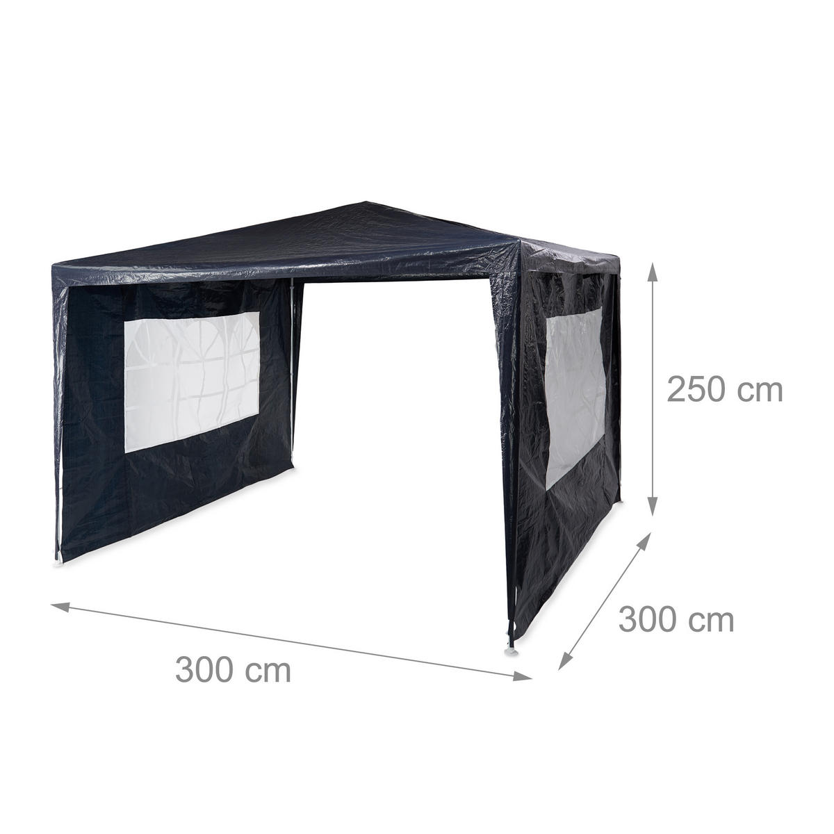 PAVILLON 3x3m - Dunkelblau, Kunststoff/Metall (300/250/300cm) - Relaxdays