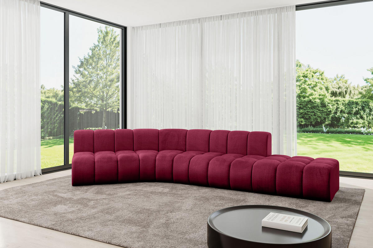 ECKSOFA modulares Sofa Brilo-L1 - 380x174x70 cm Bordeauxrot - Bordeaux, Holzwerkstoff/Textil (380/174cm) - ALTDECOR