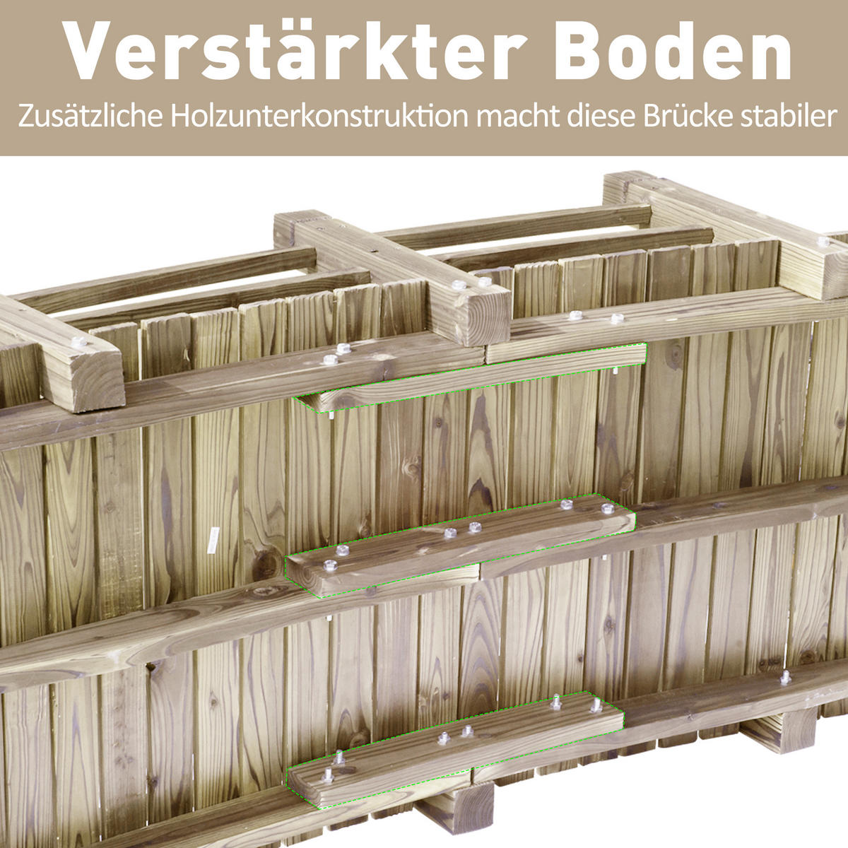 GARTENBRÜCKE, Tannenholz, Natur - Naturfarben, Holz (1525/67/48cm) - Outsunny