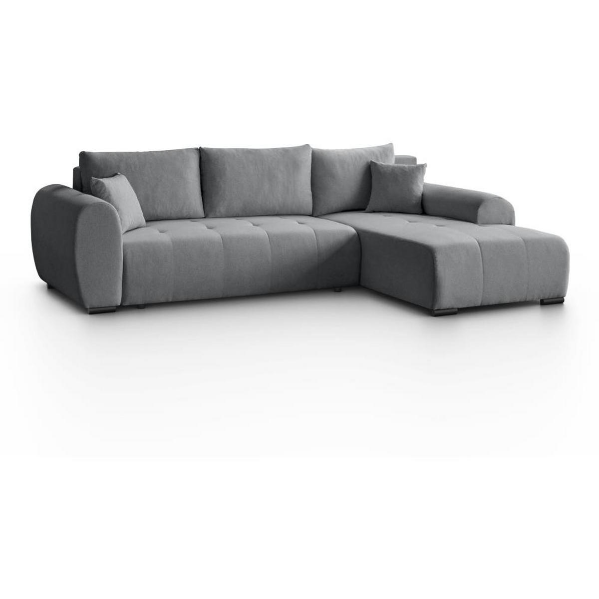 ECKSCHLAFSOFA Diana mt Bettkasten grau rechts - Schwarz/Grau, Textil (255/175cm) - Beautysofa
