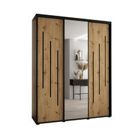 SCHWEBETÜRENSCHRANK 235,2/200/60 3-türig - Schwarz/Eiche Artisan, Holz/Metall (200/235/60cm) - Abiks Möbel