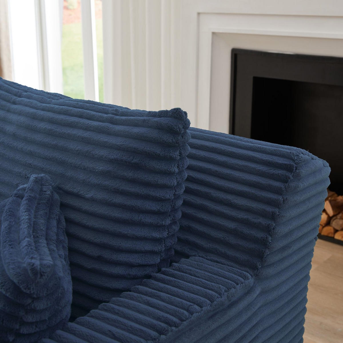 SOFA Cord Blau ohne Montage - Blau, Textil (100/82/166cm) - WISHDOR